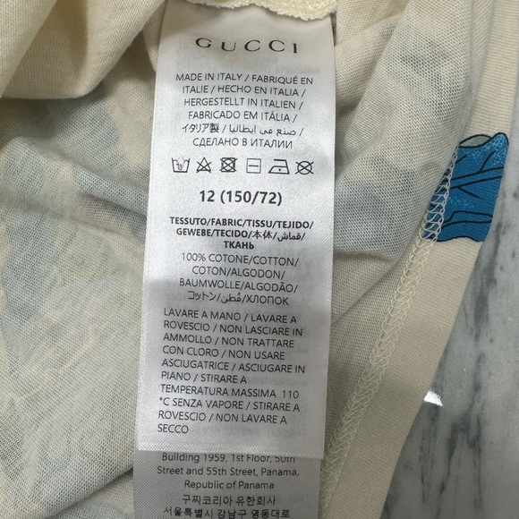 Gucci Ivory Tee with Blue Accents jellyfish t-shirt Sz 12 - Picture 5 of 5